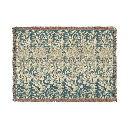 Decorative throw blanket with intricate pattern on a white background