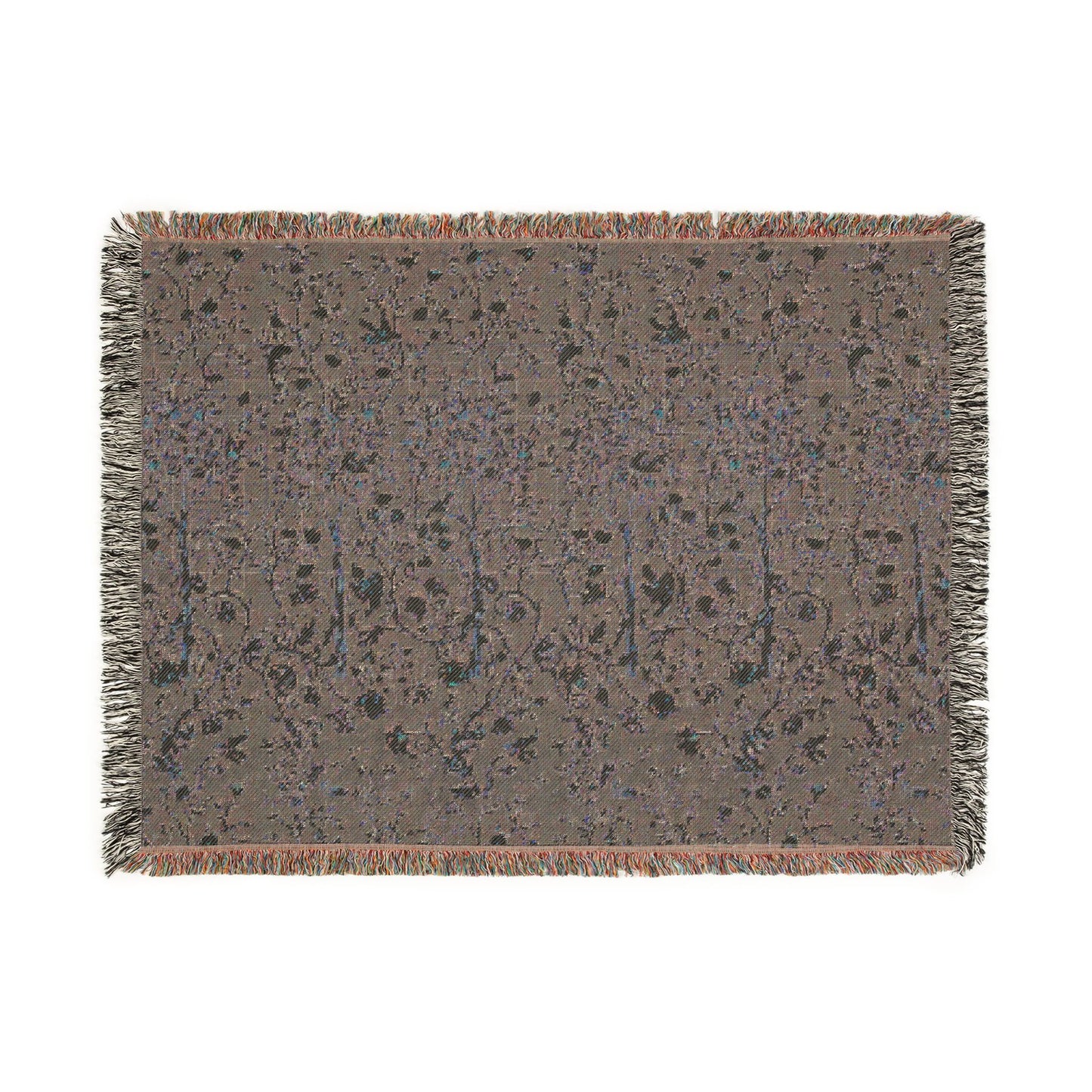 Textured throw blanket with a pattern on a white background