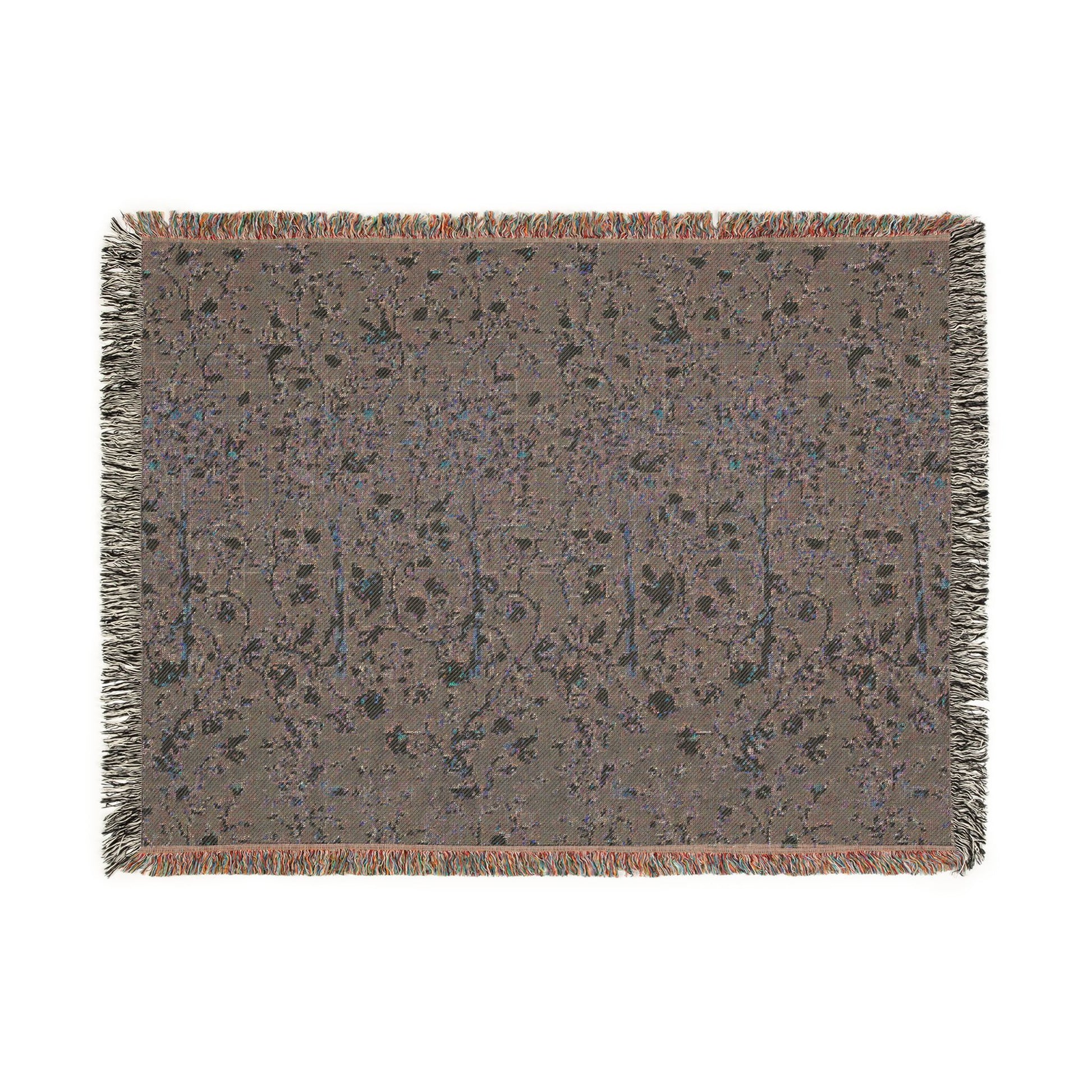 Textured throw blanket with a pattern on a white background
