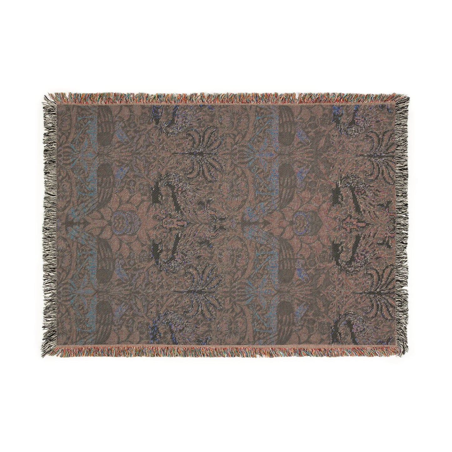 Woven Cotton Blanket inspired by William Morris & Co in a pattern called Peacock and Dragon Collection