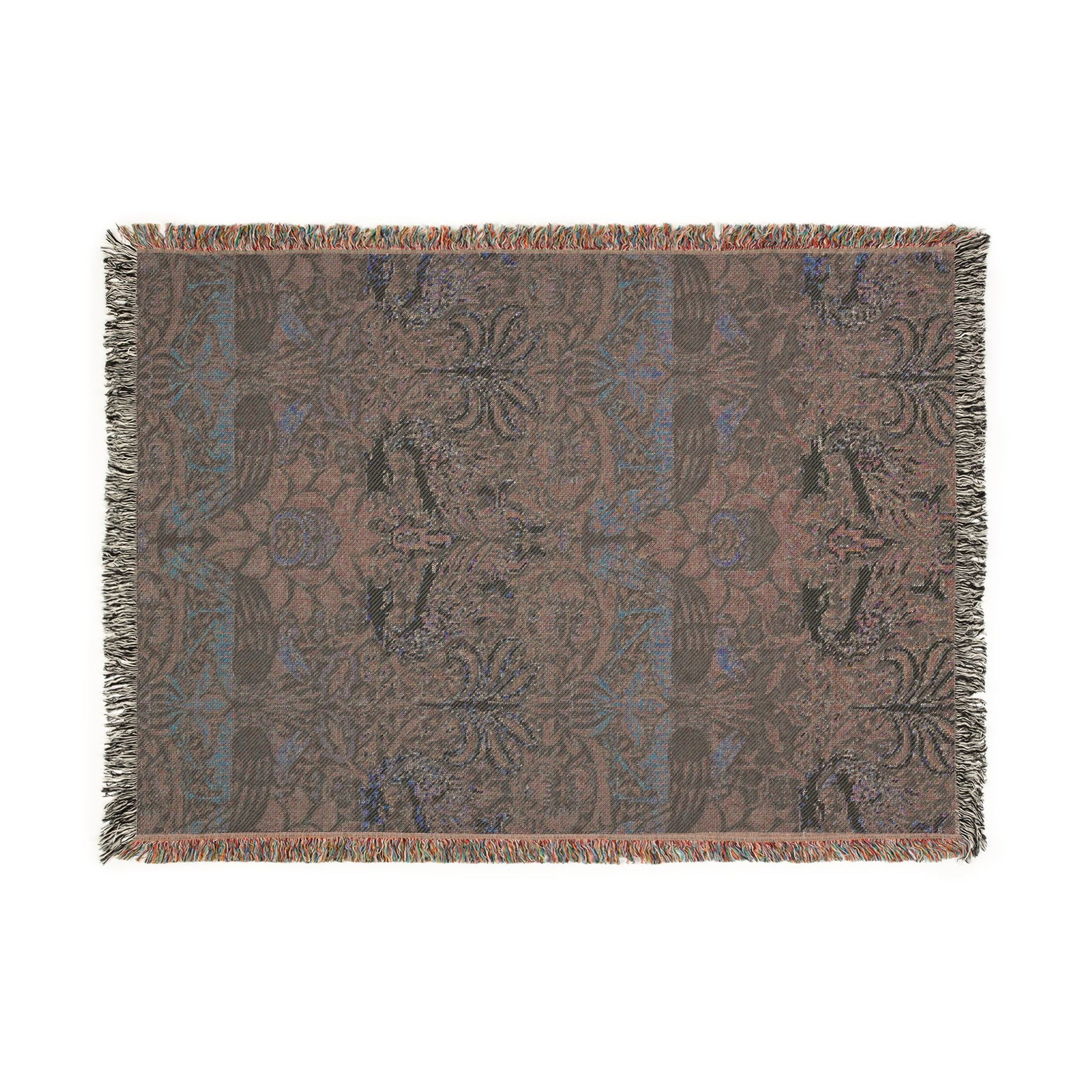 Woven Cotton Blanket inspired by William Morris & Co in a pattern called Peacock and Dragon Collection