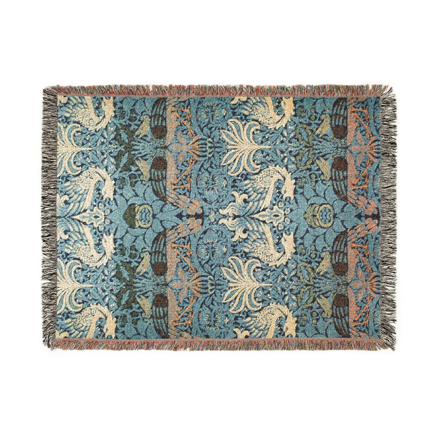 Woven Cotton Blanket inspired by William Morris & Co in a pattern called Peacock and Dragon Collection