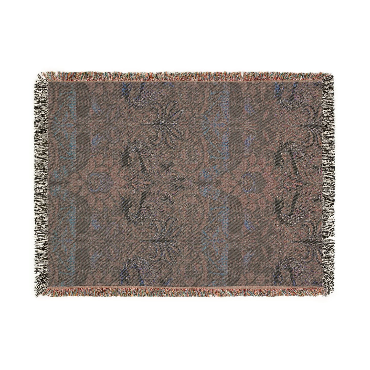 Woven Cotton Blanket inspired by William Morris & Co in a pattern called Peacock and Dragon Collection