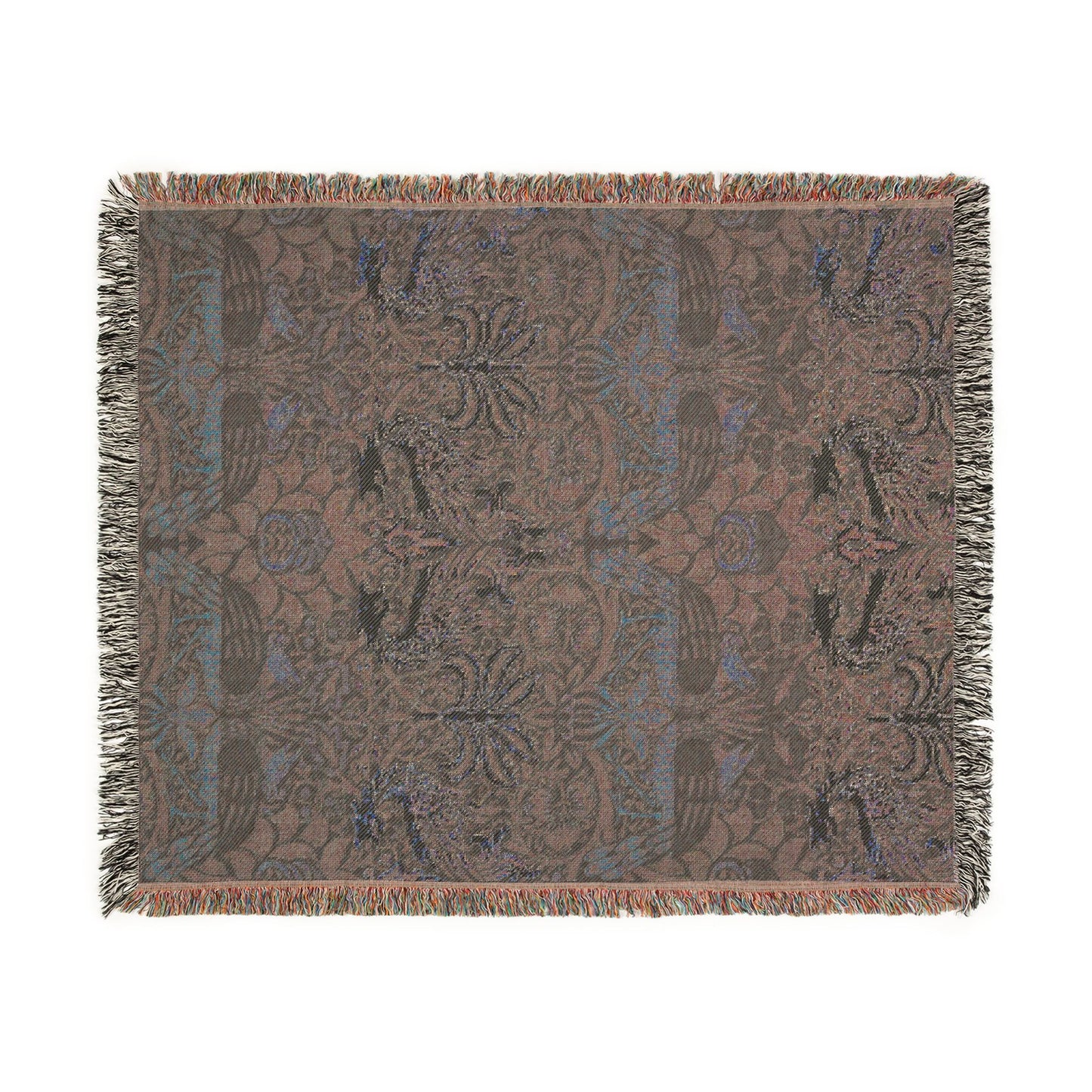 Woven Cotton Blanket inspired by William Morris & Co in a pattern called Peacock and Dragon Collection