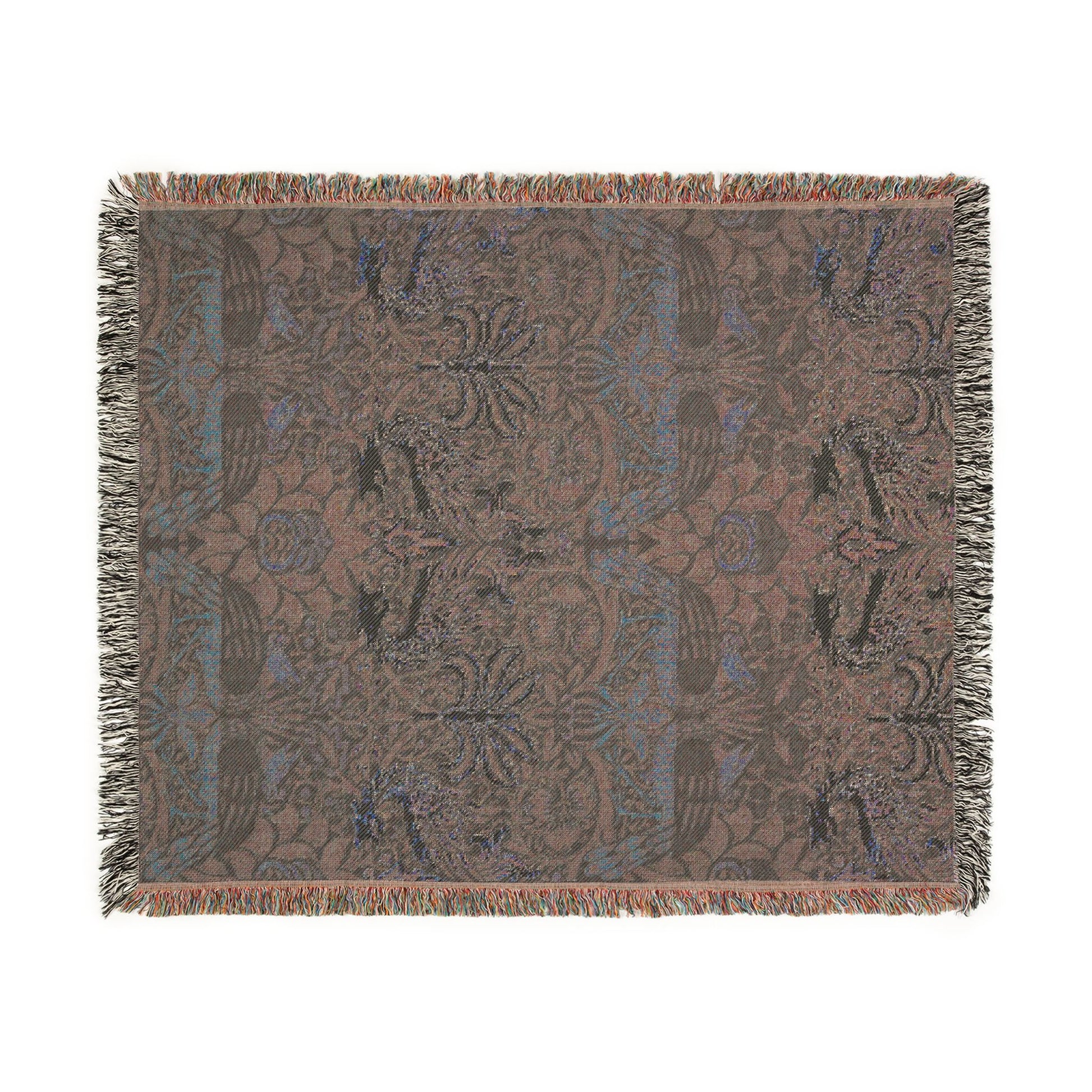 Woven Cotton Blanket inspired by William Morris & Co in a pattern called Peacock and Dragon Collection