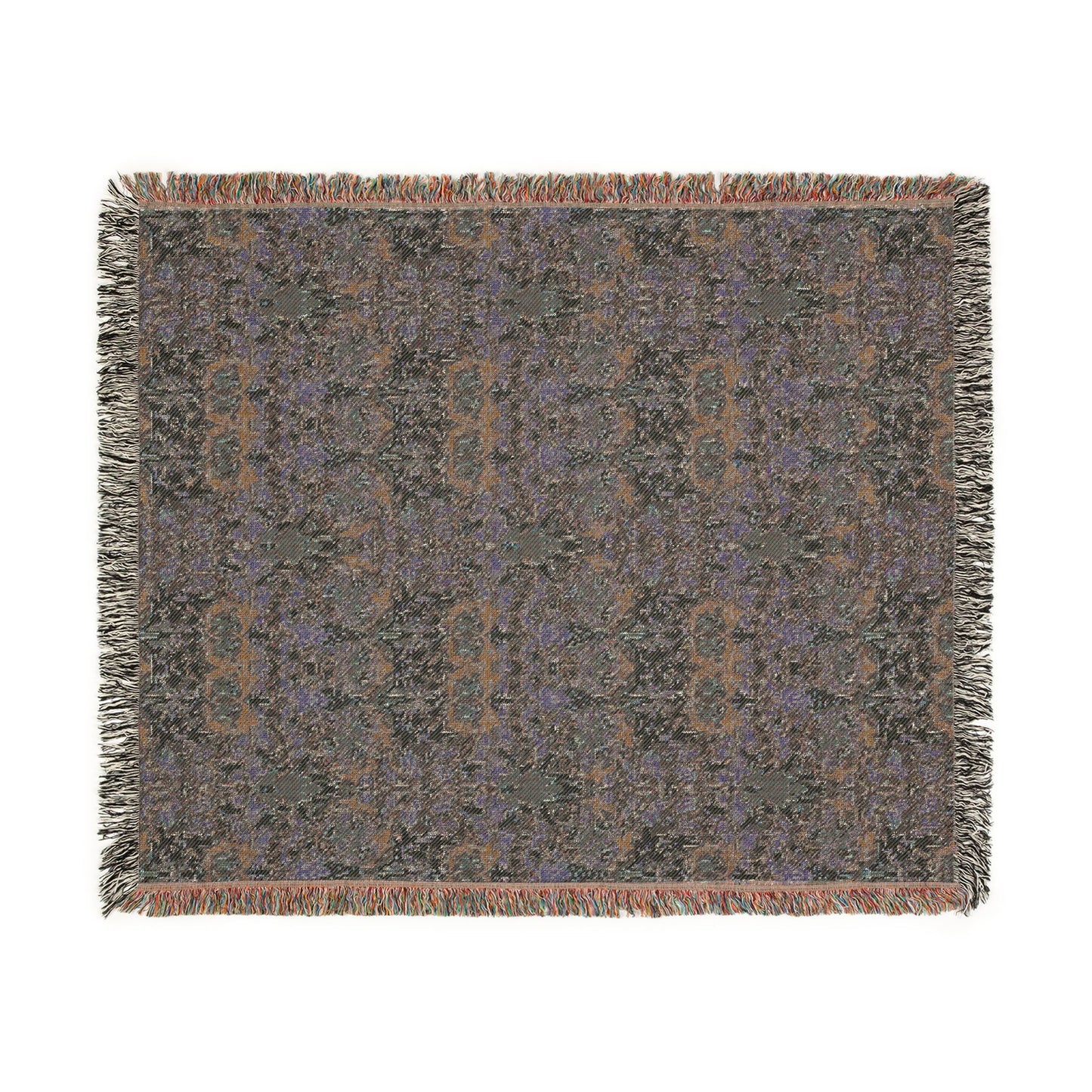 Textured throw blanket with a pattern on a white background