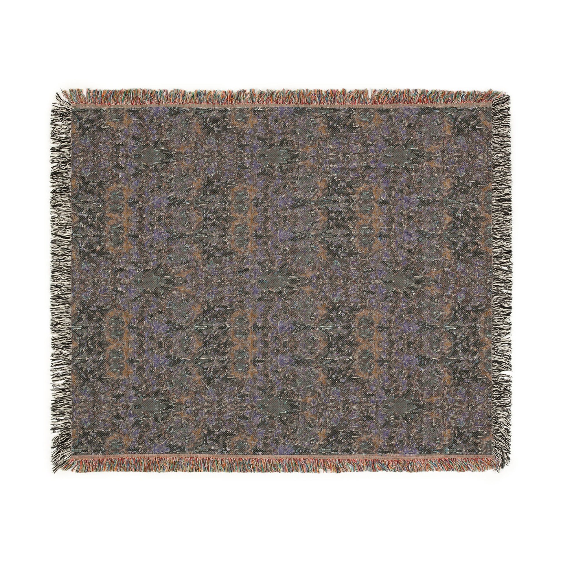 Textured throw blanket with a pattern on a white background