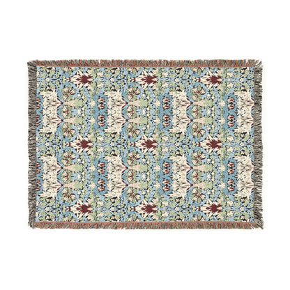 Decorative throw blanket with a geometric pattern on a white background