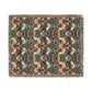 Woven blanket with fox and floral pattern on a white background