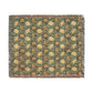 Patterned throw blanket with green and brown colors on a white background