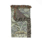 Decorative throw blanket with floral pattern and fringes on a white background