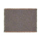 Gray woven blanket with fringe on a white background