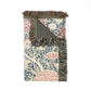 Floral patterned rug with fringe on a white background
