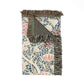 Floral patterned throw blanket with fringes on a white background