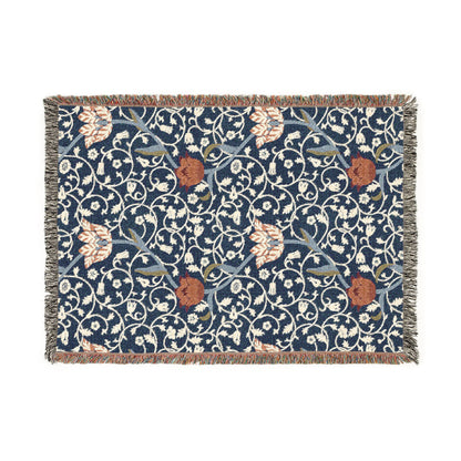 Floral patterned throw blanket on a white background