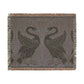 Woven blanket with black swan design on a gray background