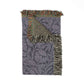 Floral patterned blanket with fringed edges on a white background