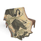 Decorative throw blanket with panther design draped over a chair on a white background