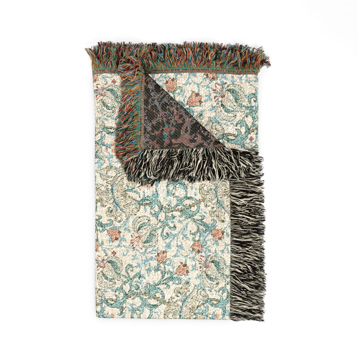 Textile with fringed edges on a white background