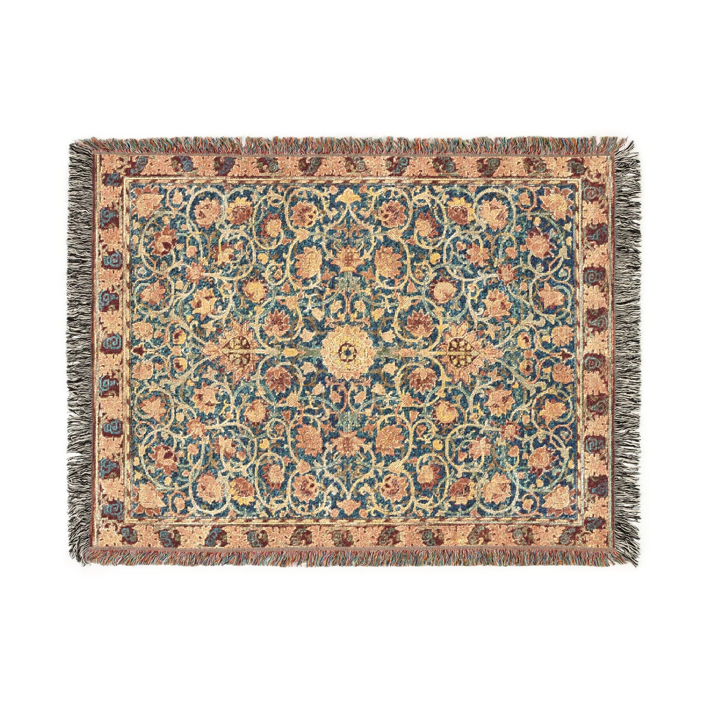 Decorative rug with floral pattern on a white background