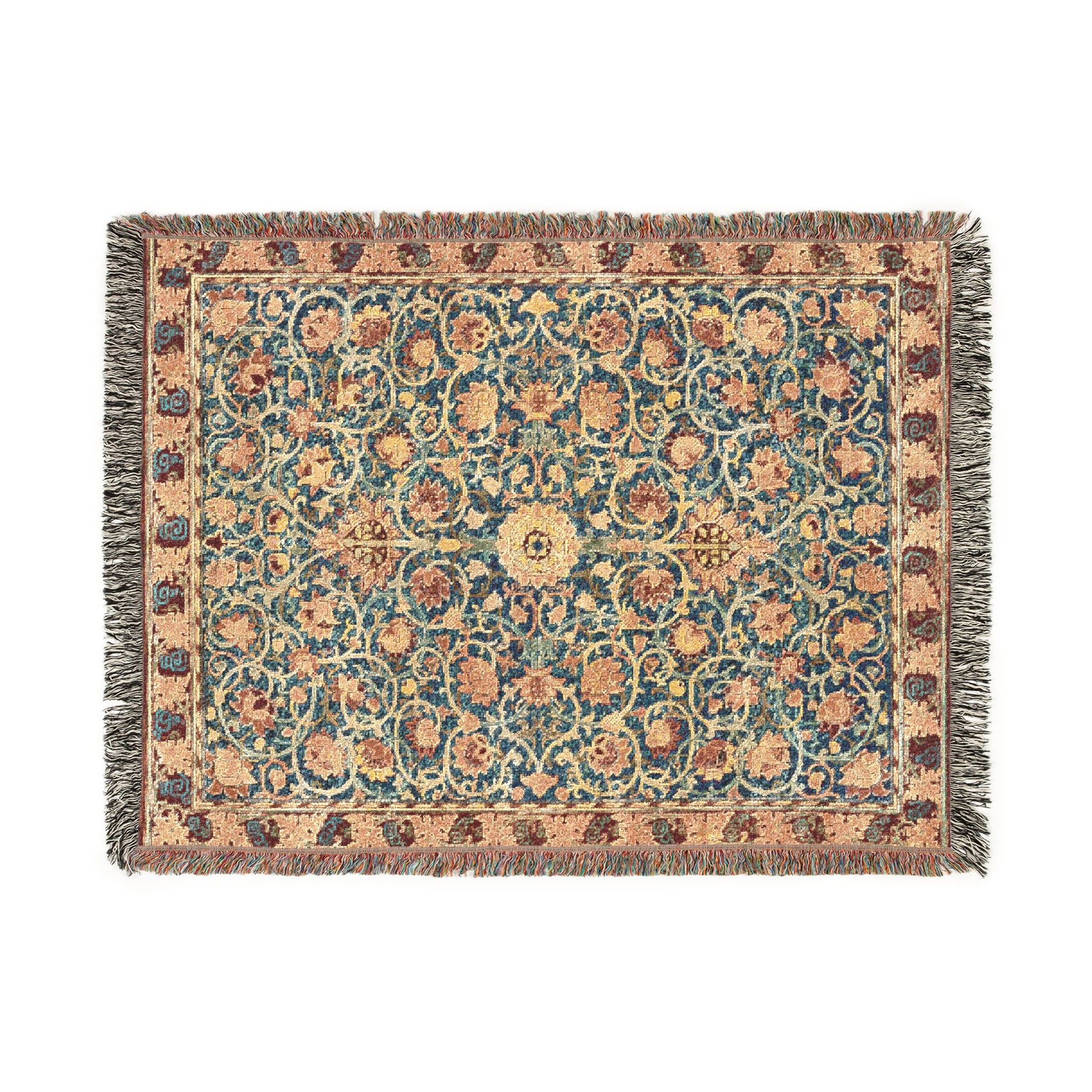 Decorative rug with floral pattern on a white background
