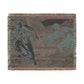 Woven blanket with classical scene of a man and woman, possibly from mythology, on a plain background.