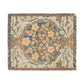A woven cotton blanket with a floral pattern in shades of blue, beige, and yellow, featuring colorful fringed edges.