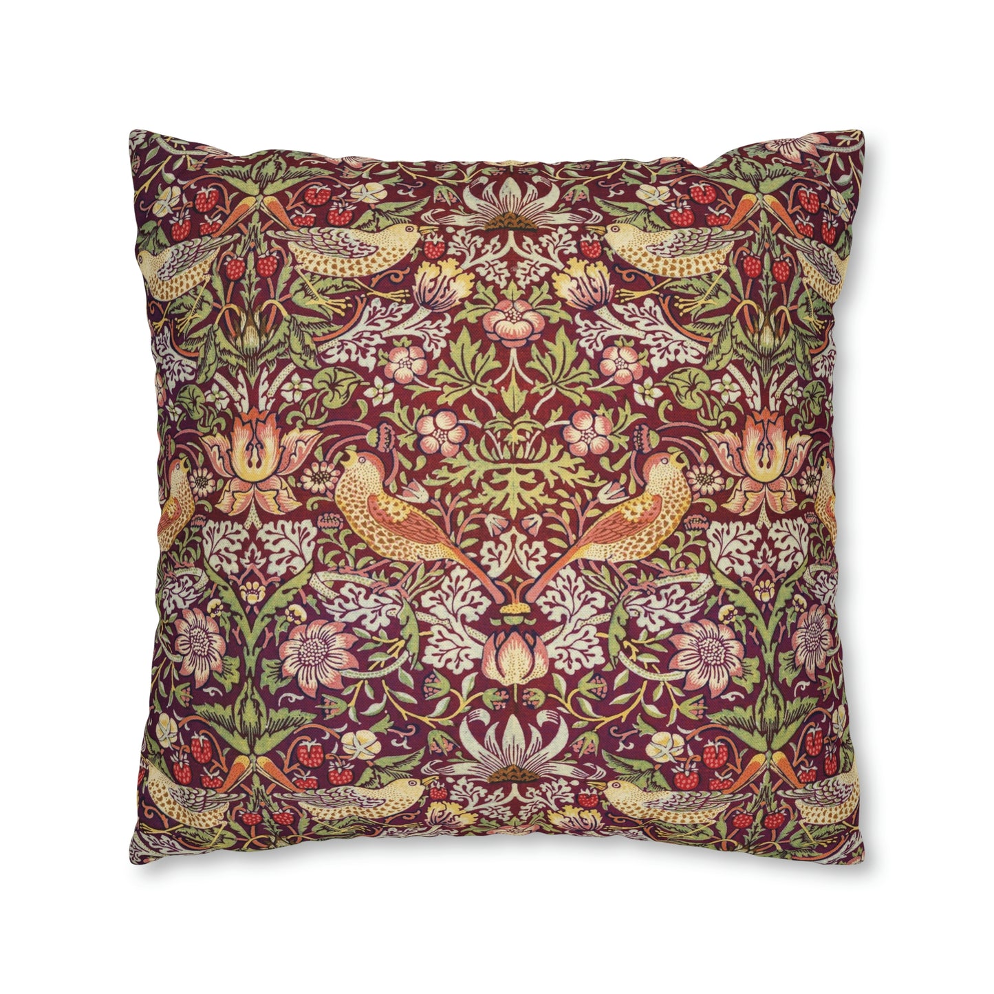 william-morris-co-spun-poly-cushion-cover-strawberry-thief-collection-crimson-4