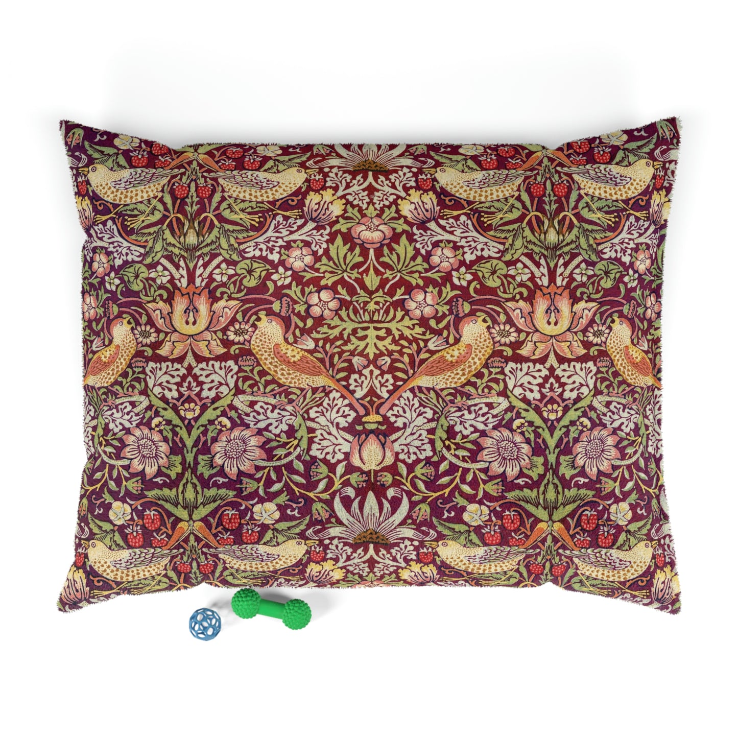 william-morris-co-pet-bed-strawberry-thief-collection-crimson-1