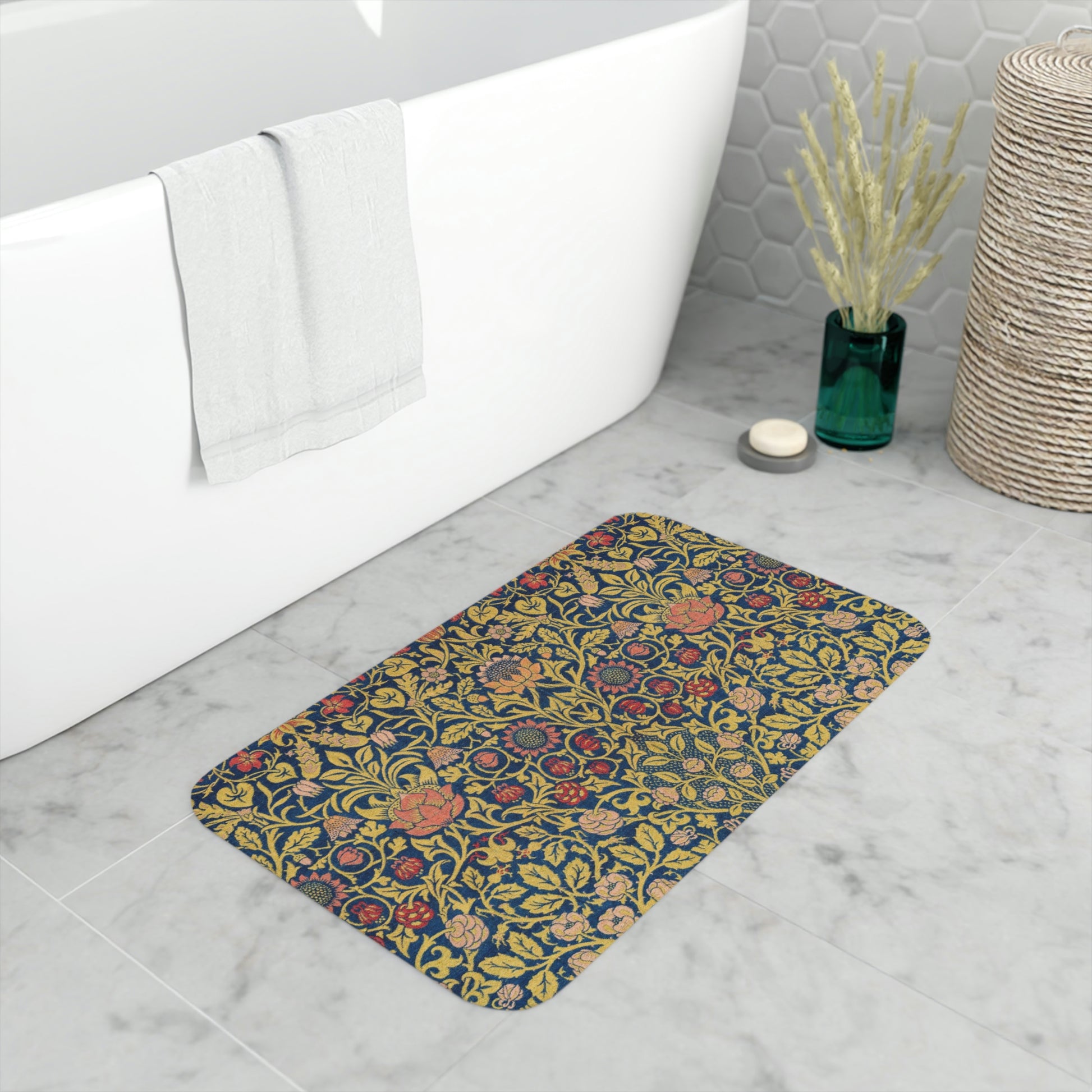 Luxury Floral Bath Mat Anti Slip Bathroom Carpet Floor Mats Quick