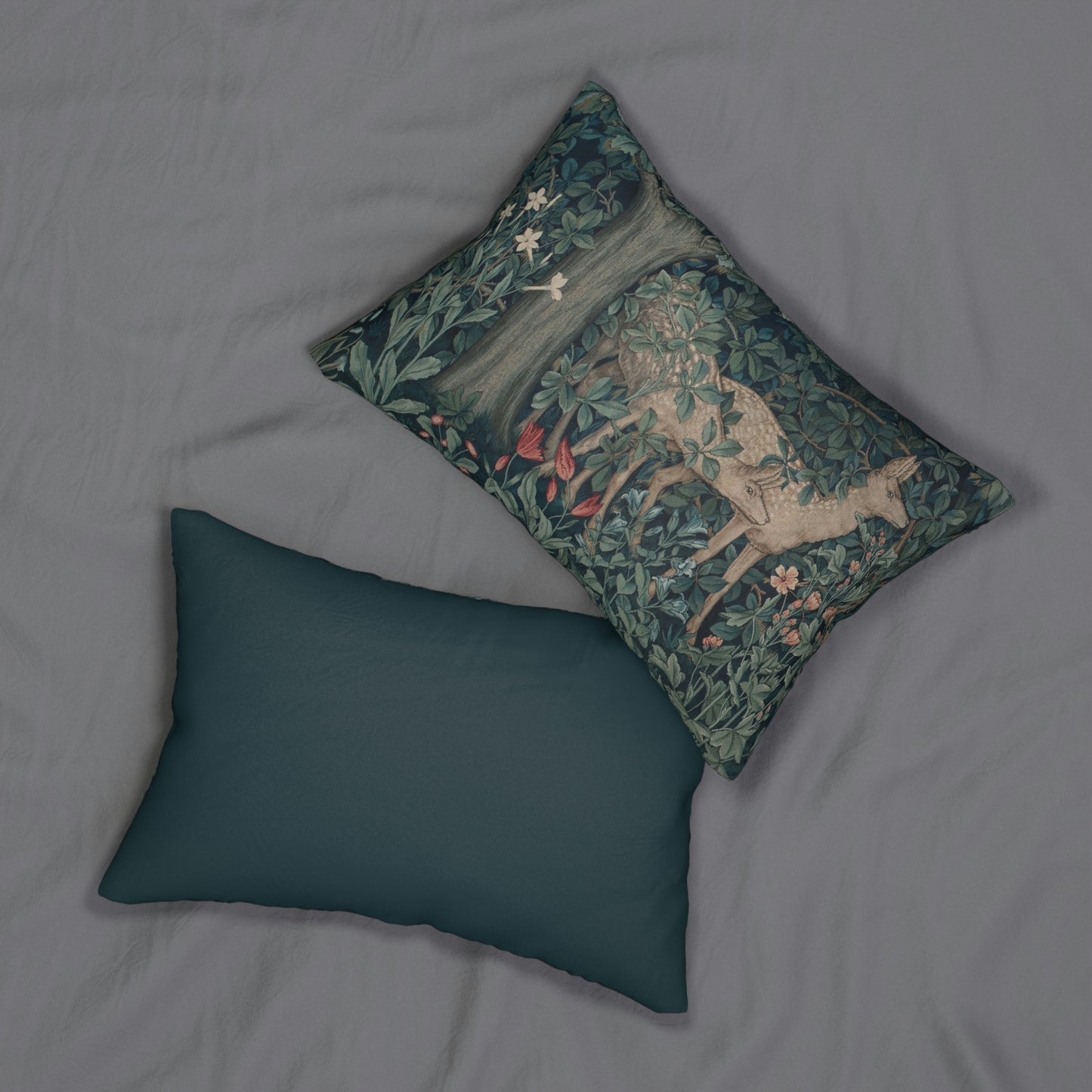 William Morris & Co Lumbar Cushion - 'Dear' (Right)- Green Forest Collection