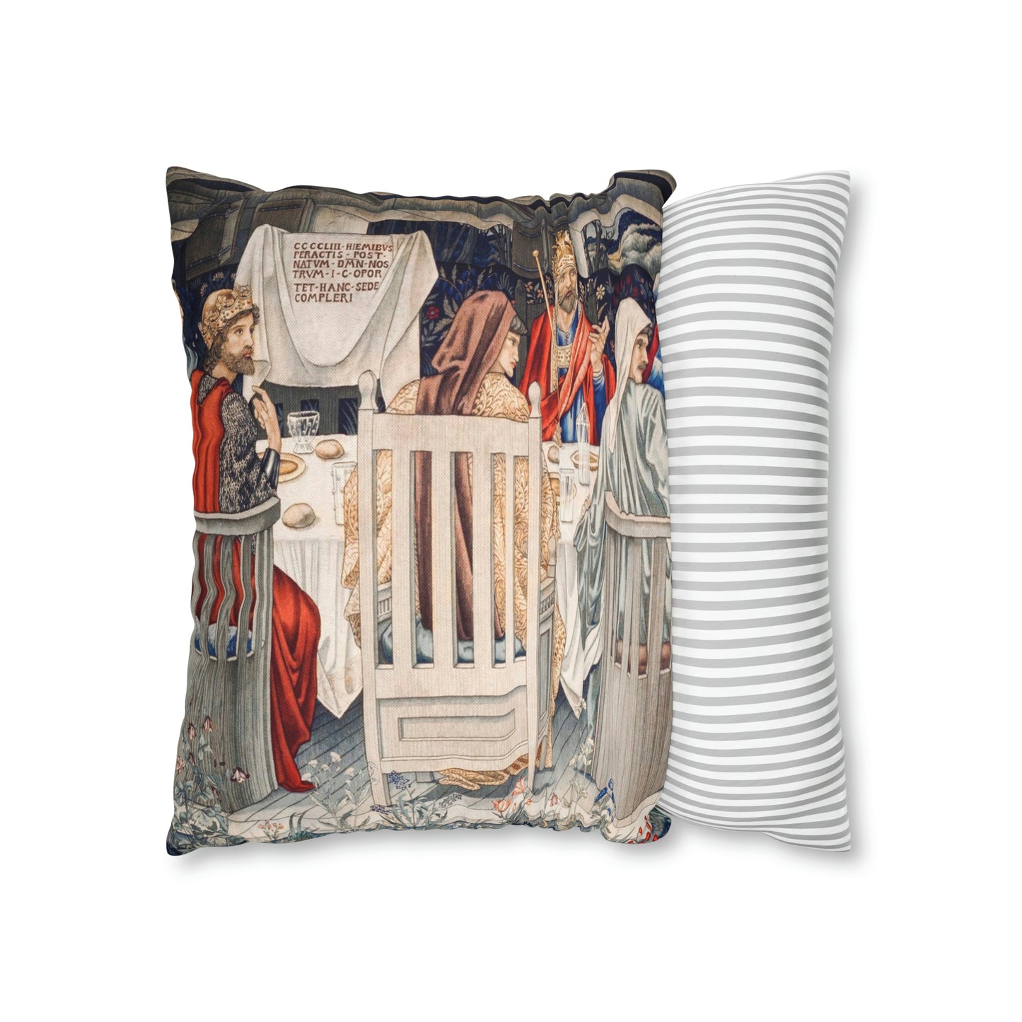 Spun Poly Cushion Cover inspired by William Morris - Holy Grail Collection (King)