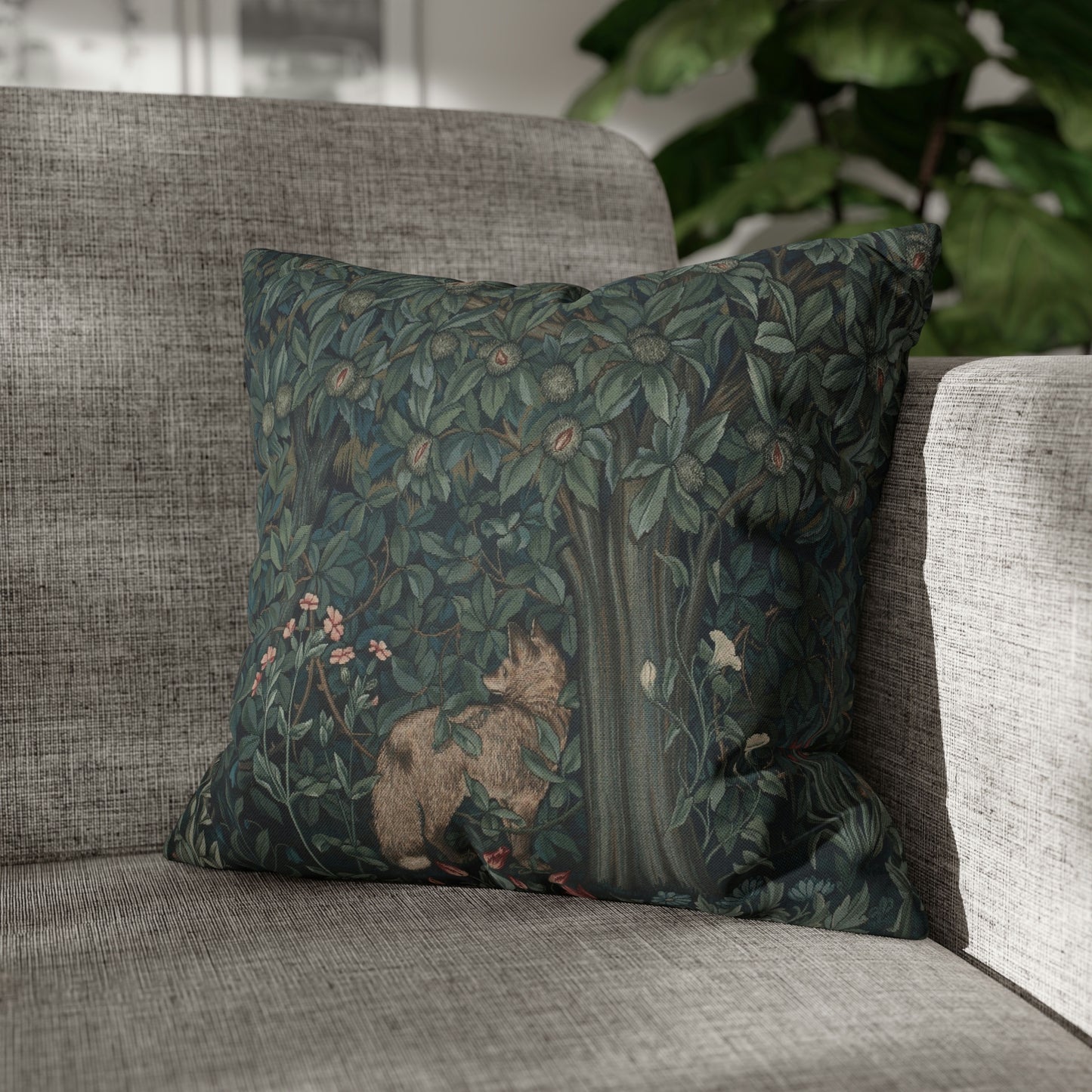 william-morris-co-spun-poly-cushion-cover-green-forest-collection-fox-20