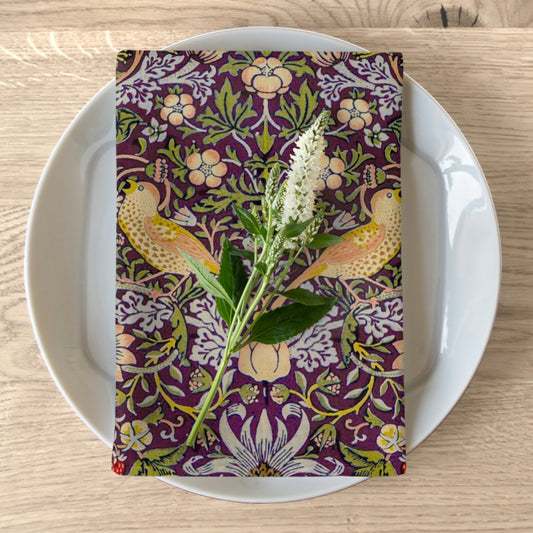 William-Morris-&-Co-Table-Napkins-Strawberry-Thief-Collection-Damson-1