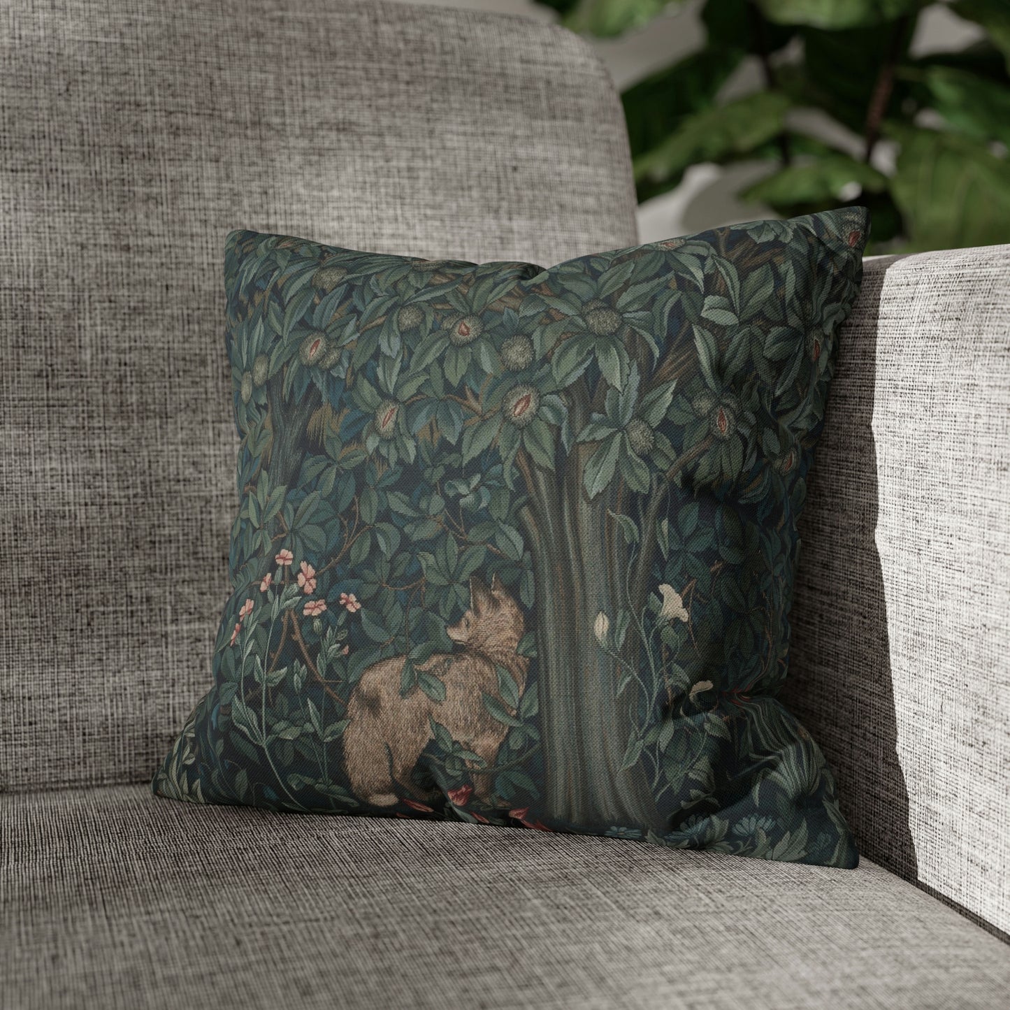 william-morris-co-spun-poly-cushion-cover-green-forest-collection-fox-13