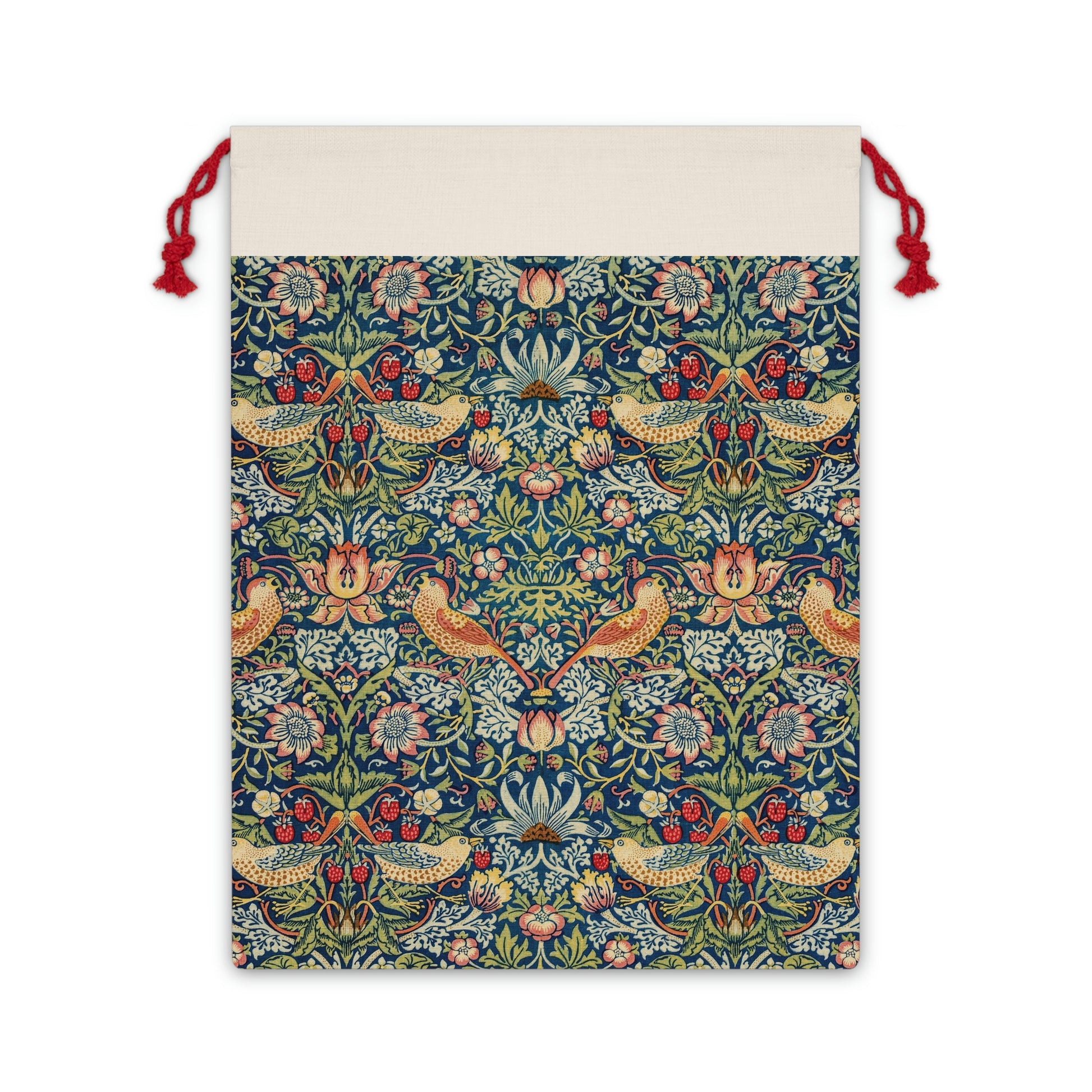 william-morris-co-christmas-linen-drawstring-bag-strawberry-thief-collection-indigo-2