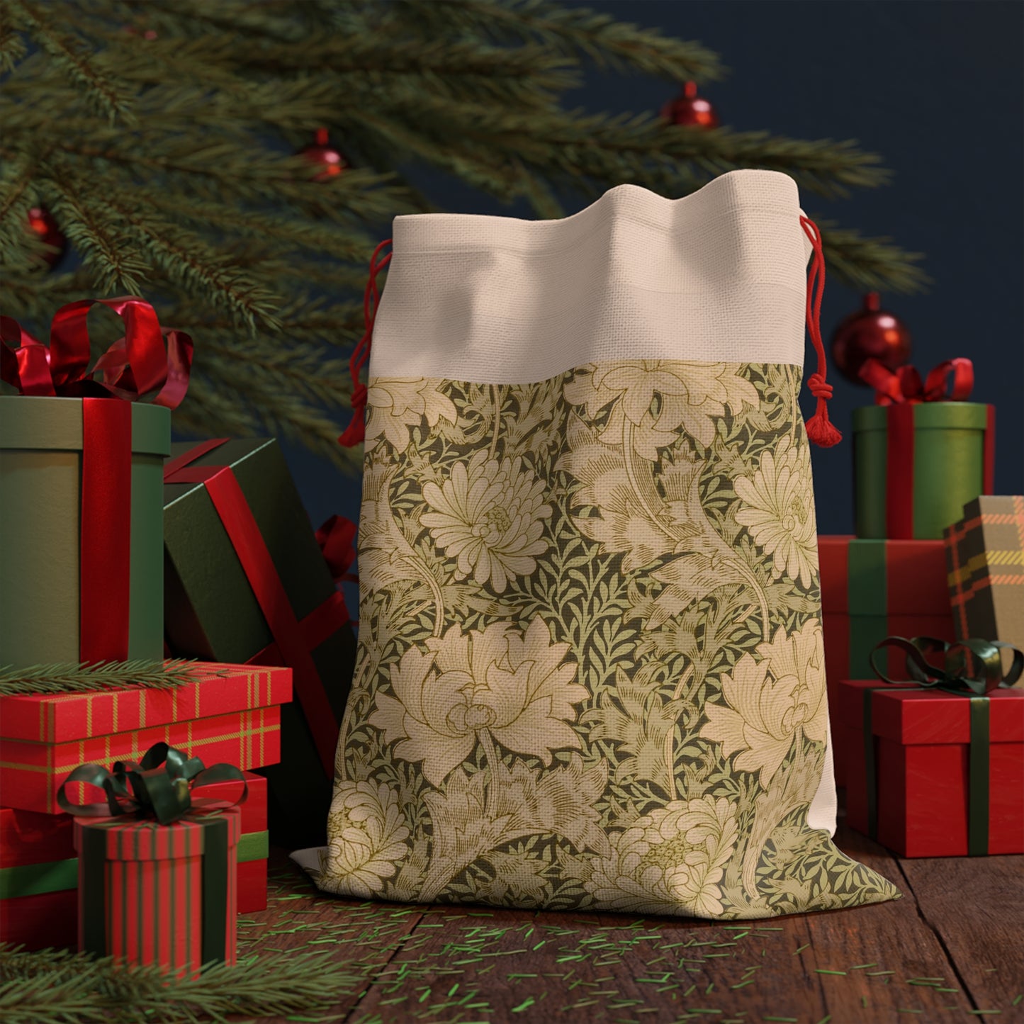 Christmas Santa Sack inspired by William Morris - Chrysanthemum Collection