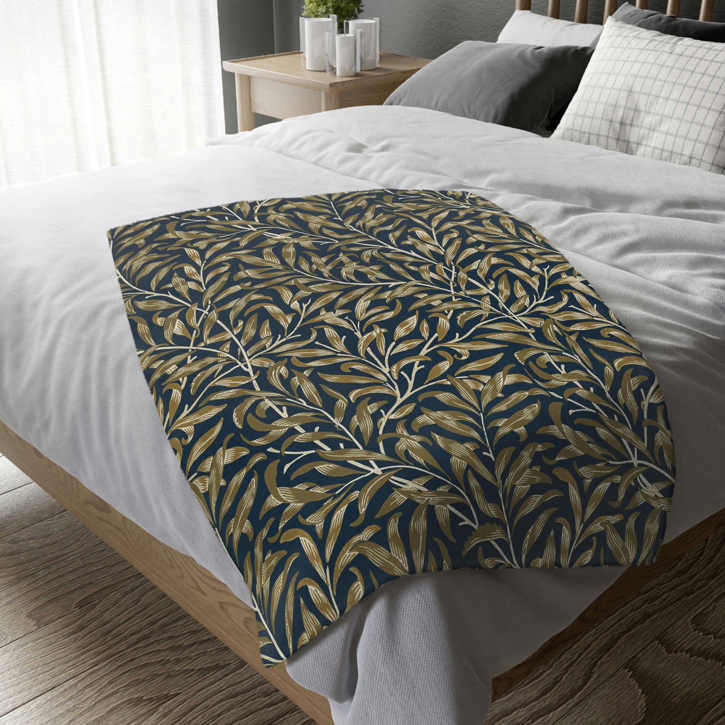 Luxury Velveteen Minky Blanket (Two-sided print) inspired by William Morris - Willow Collection