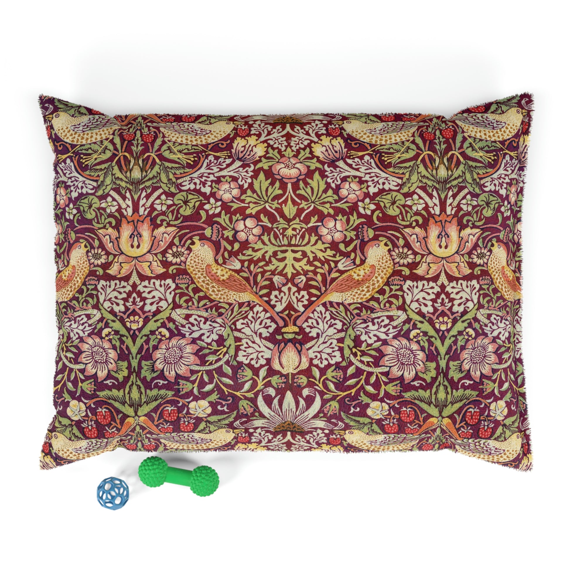 william-morris-co-pet-bed-strawberry-thief-collection-crimson-5