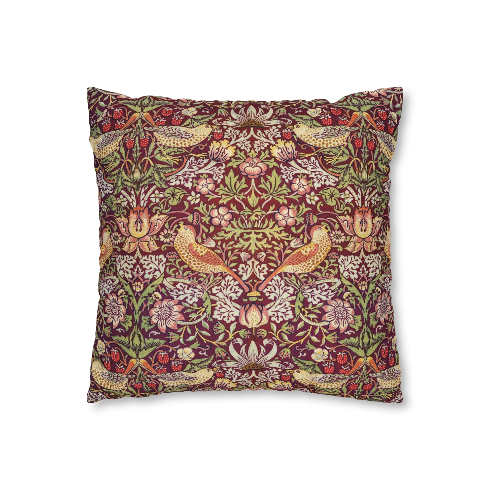 william-morris-co-spun-poly-cushion-cover-strawberry-thief-collection-crimson-10