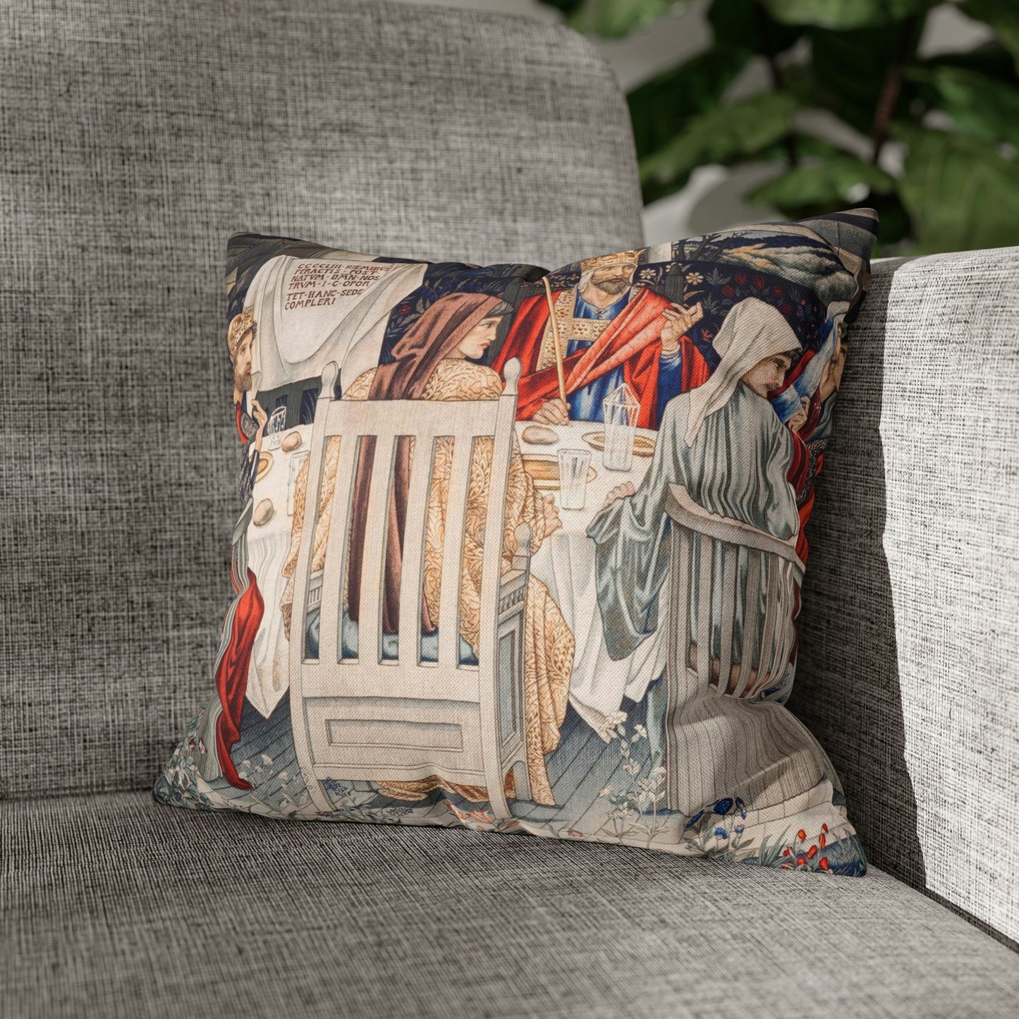 Spun Poly Cushion Cover inspired by William Morris - Holy Grail Collection (King)