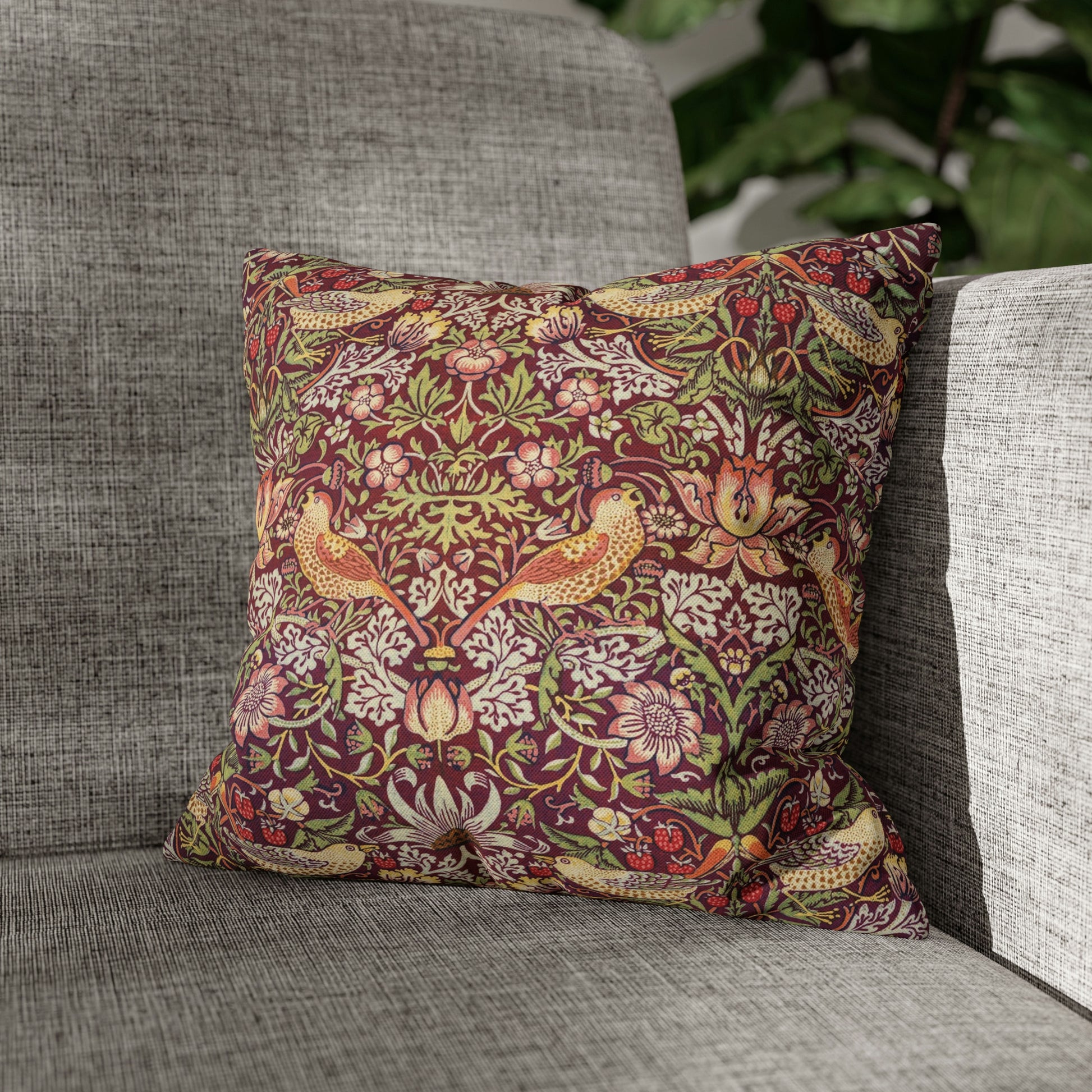 william-morris-co-spun-poly-cushion-cover-strawberry-thief-collection-crimson-13