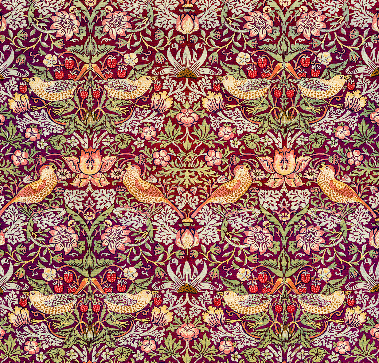 william-morris-co-spun-poly-cushion-cover-strawberry-thief-collection-crimson-29