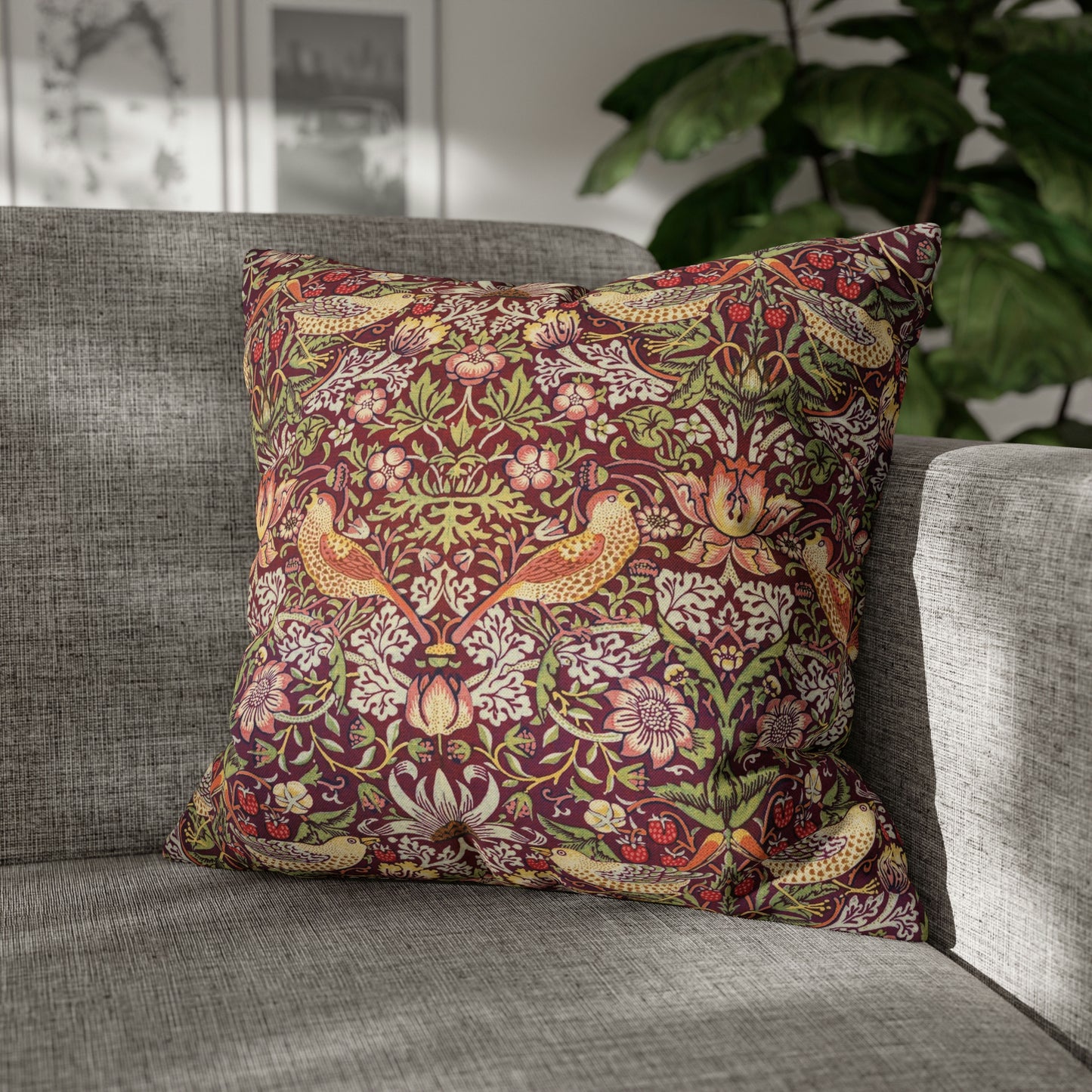 william-morris-co-spun-poly-cushion-cover-strawberry-thief-collection-crimson-6