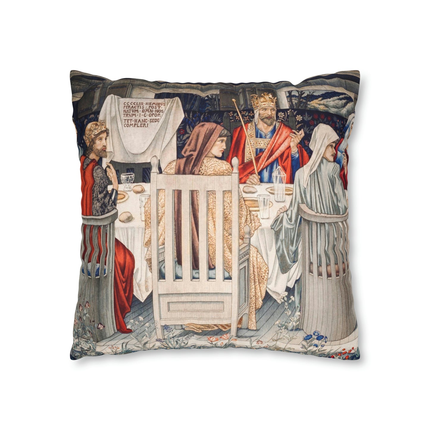 Spun Poly Cushion Cover inspired by William Morris - Holy Grail Collection (King)