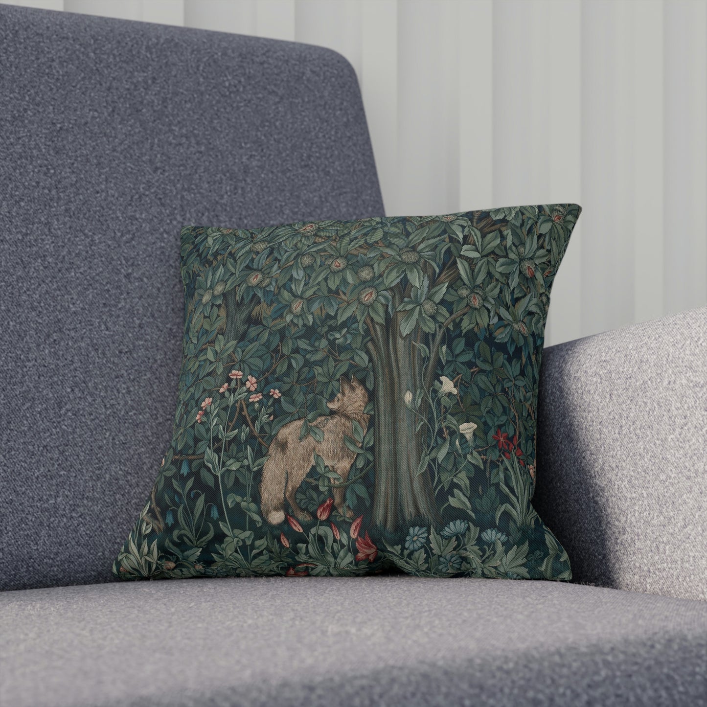 William-Morris-and-Co-Cushion-and-Cushion-Cover-Fox-by-John-Henry-Dearle-Green-Forest-Collection-5