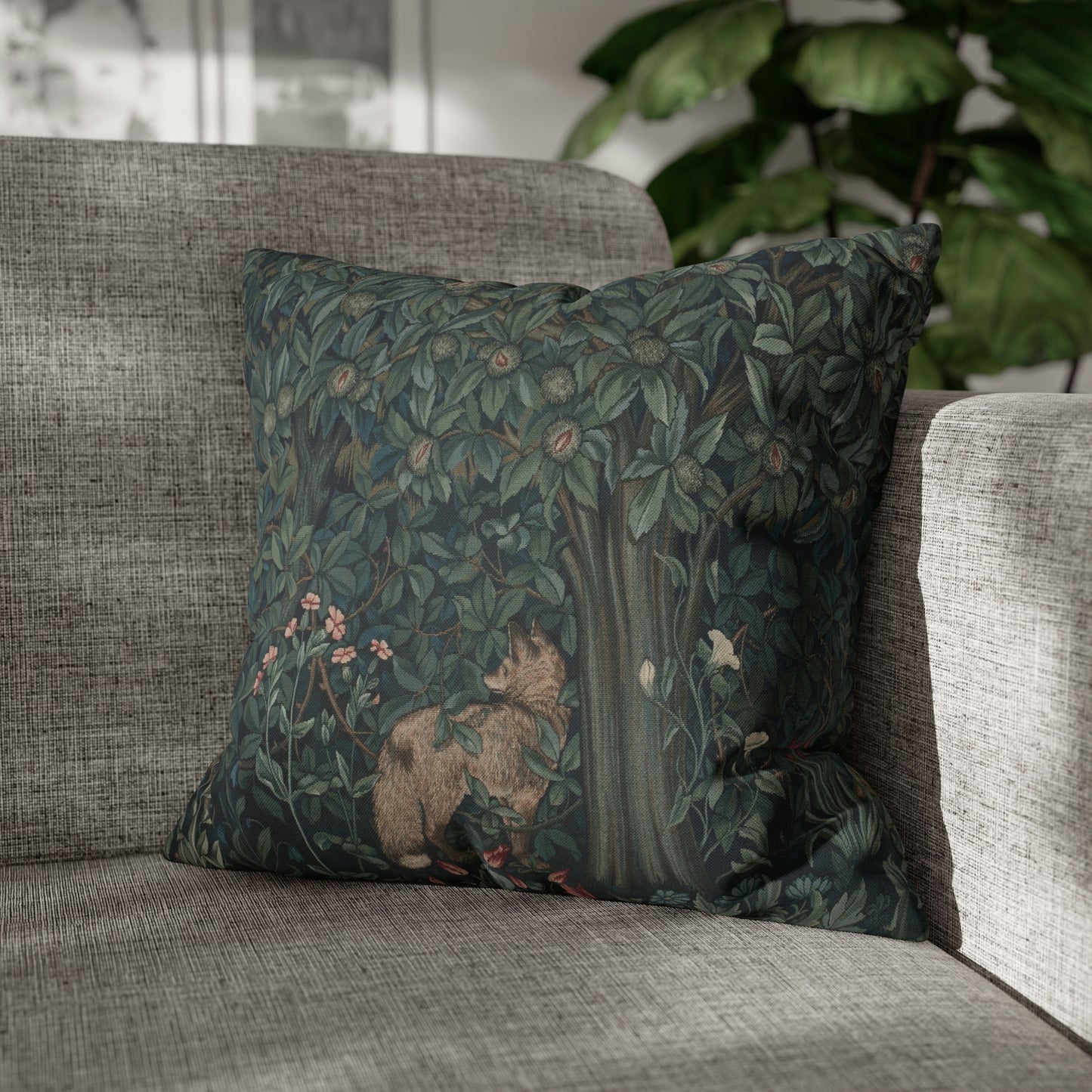 william-morris-co-spun-poly-cushion-cover-green-forest-collection-fox-27