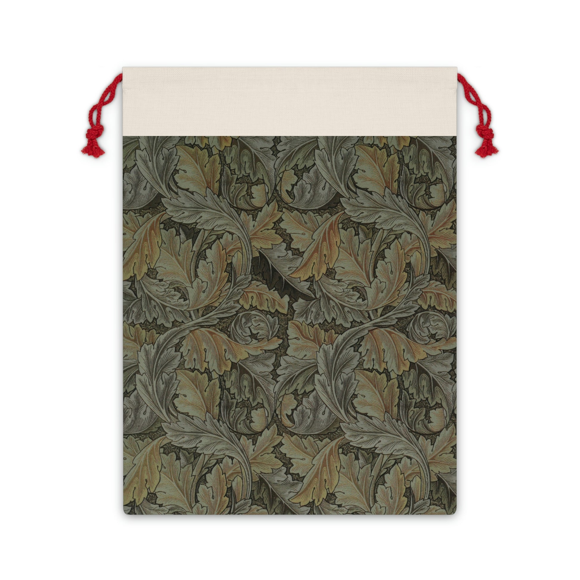 Linen Christmas Santa Sack inspired by William Morris & Co in a pattern called Acanthus Collection (Grey)