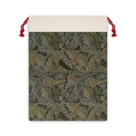 Linen Christmas Santa Sack inspired by William Morris & Co in a pattern called Acanthus Collection (Grey)