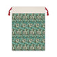 A beige linen drawstring bag with a floral pattern inspired by William Morris - Anemone Collection.